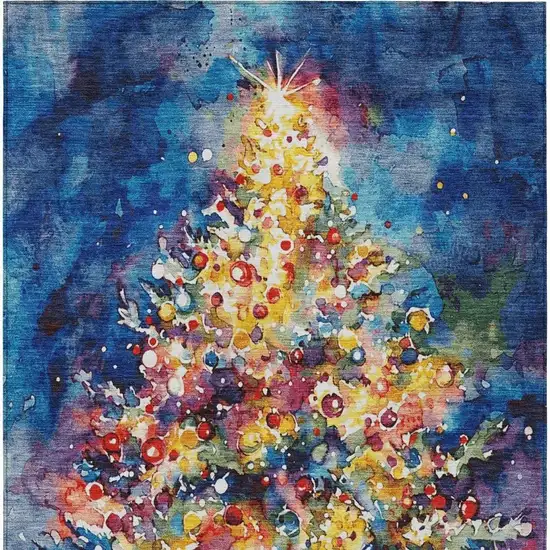 Navy Blue Gold Red And Purple Abstract Washable Indoor Outdoor Area Rug Photo 4