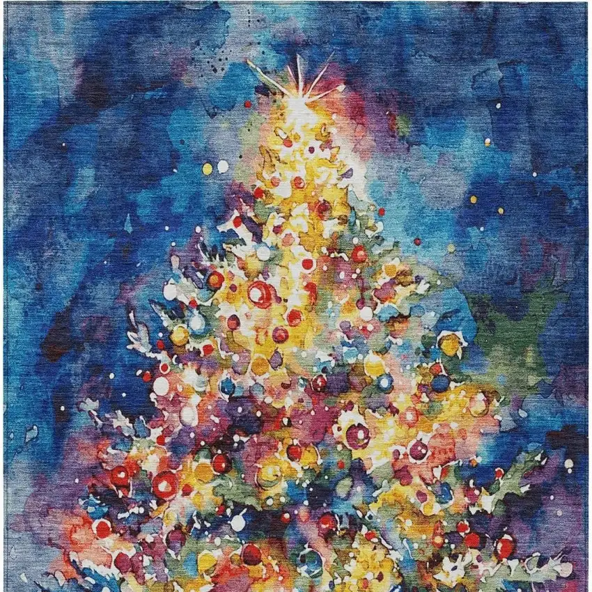 Navy Blue Gold Red And Purple Abstract Washable Indoor Outdoor Area Rug Photo 4