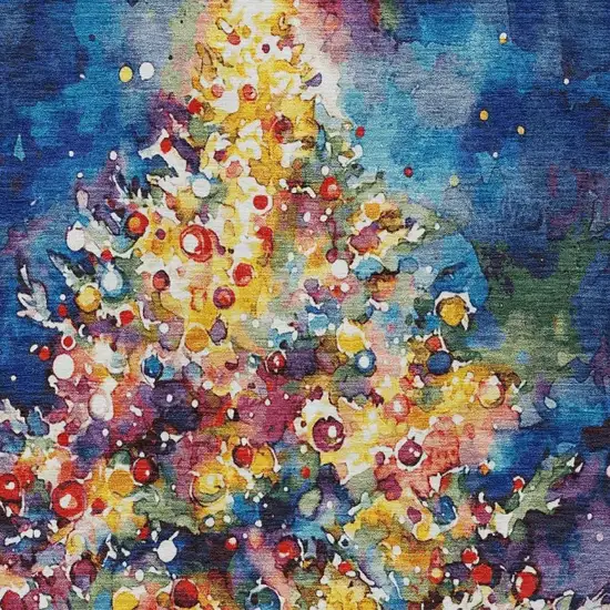 Navy Blue Gold Red And Purple Abstract Washable Indoor Outdoor Area Rug Photo 4