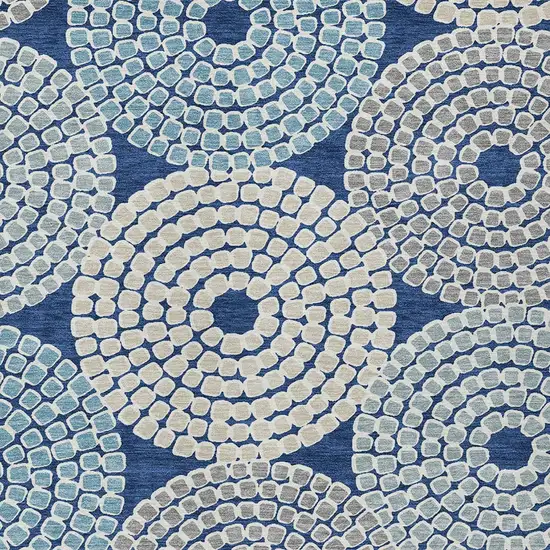 Navy Blue Gray And Aqua Geometric Washable Indoor Outdoor Area Rug Photo 6