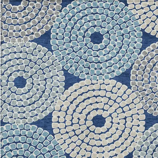 Navy Blue Gray And Aqua Geometric Washable Indoor Outdoor Area Rug Photo 6