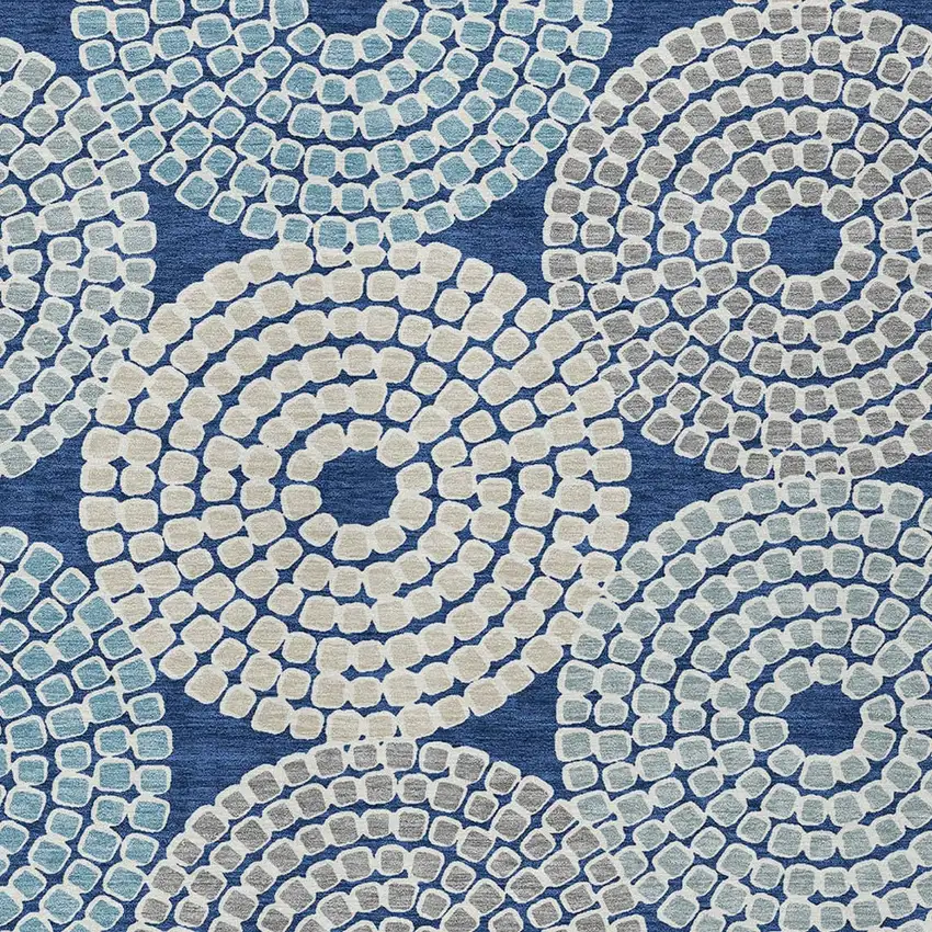 Navy Blue Gray And Aqua Geometric Washable Indoor Outdoor Area Rug Photo 6