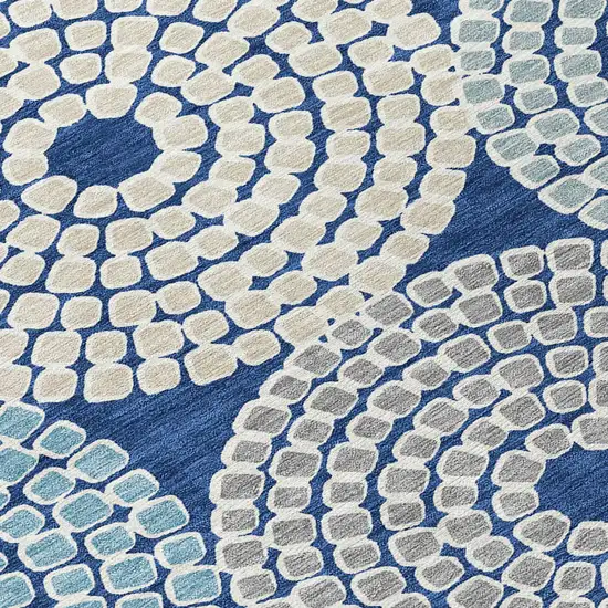 Navy Blue Gray And Aqua Geometric Washable Indoor Outdoor Area Rug Photo 6