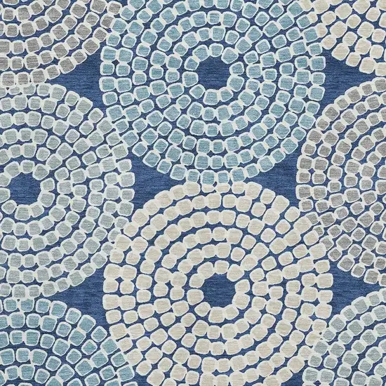 Navy Blue Gray And Beige Geometric Washable Area Rug With UV Protection Photo 3