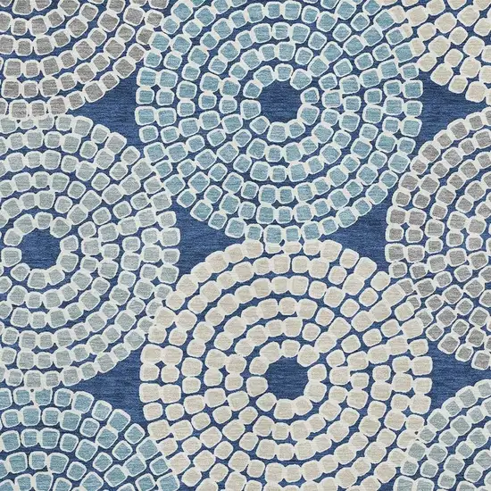 Navy Blue Gray And Beige Geometric Washable Area Rug With UV Protection Photo 3