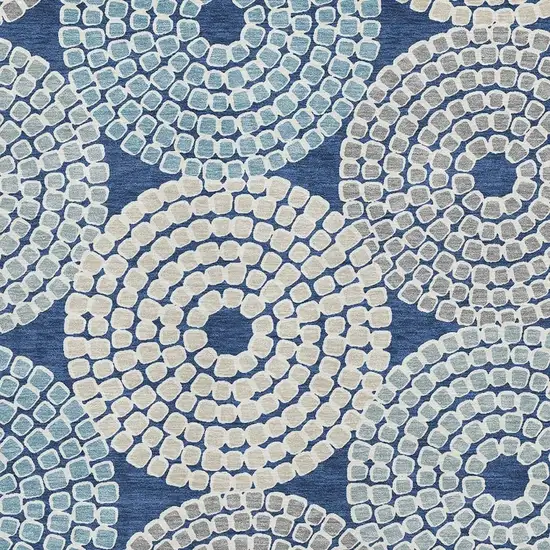 Navy Blue Gray And Beige Geometric Washable Area Rug With UV Protection Photo 3