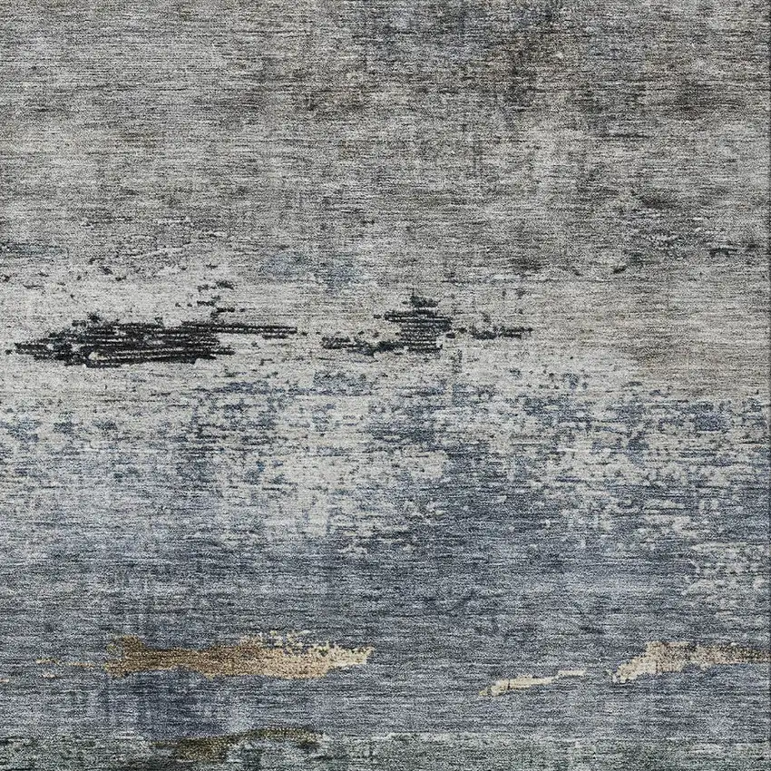 Navy Blue Gray And Black Abstract Washable Indoor Outdoor Area Rug Photo 4