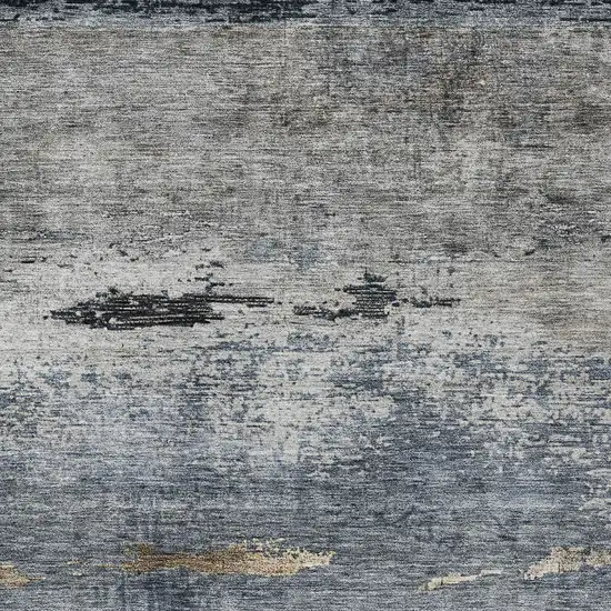 Navy Blue Gray And Black Abstract Washable Indoor Outdoor Area Rug Photo 6