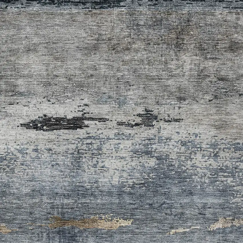 Navy Blue Gray And Black Abstract Washable Indoor Outdoor Area Rug Photo 6