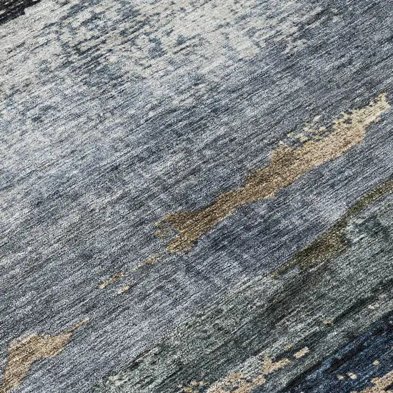 Navy Blue Gray And Black Abstract Washable Indoor Outdoor Area Rug Photo 8