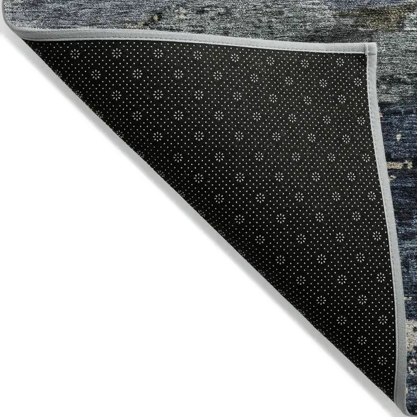 Navy Blue Gray And Black Abstract Washable Indoor Outdoor Area Rug Photo 4