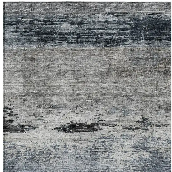 Navy Blue Gray And Black Abstract Washable Indoor Outdoor Area Rug Photo 6