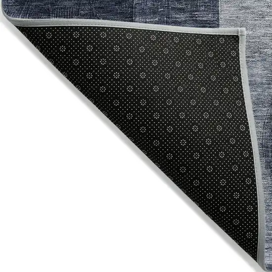 Navy Blue Gray And Charcoal Geometric Washable Indoor Outdoor Area Rug Photo 3