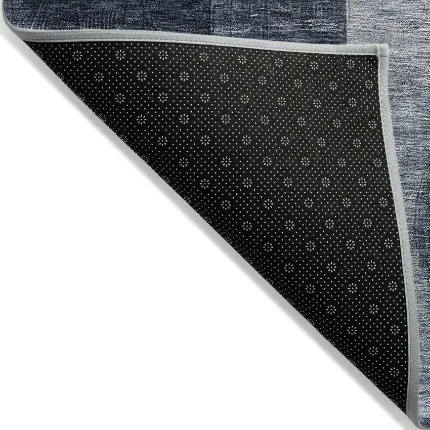 Navy Blue Gray And Charcoal Geometric Washable Indoor Outdoor Area Rug Photo 3