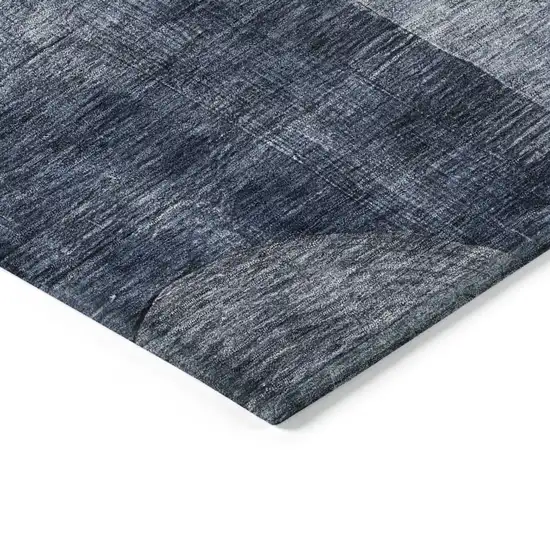 Navy Blue Gray And Charcoal Geometric Washable Indoor Outdoor Area Rug Photo 4
