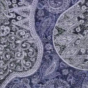 Photo of Navy Blue Gray And Green Floral Medallion Washable Indoor Outdoor Area Rug