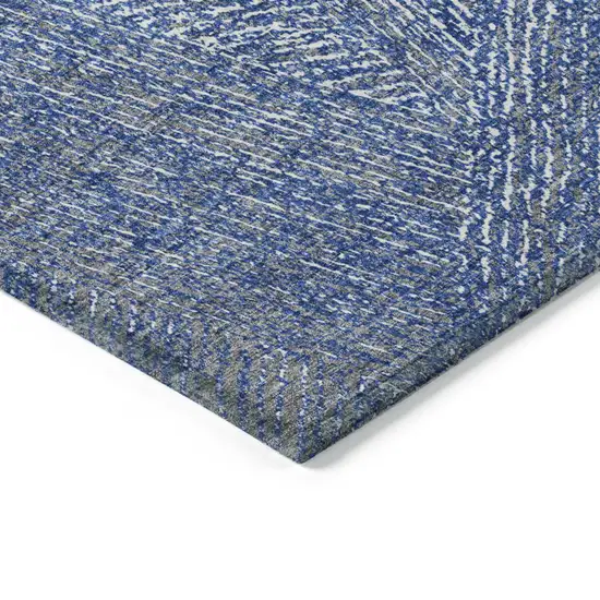 Navy Blue Gray And Ivory Abstract Washable Indoor Outdoor Area Rug Photo 4