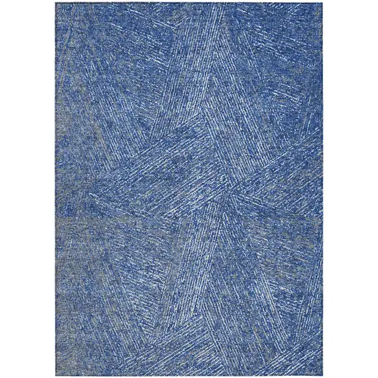 Navy Blue Gray And Ivory Abstract Washable Indoor Outdoor Area Rug Photo 2