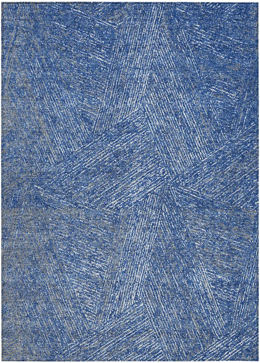 Navy Blue Gray And Ivory Abstract Washable Indoor Outdoor Area Rug Photo 2