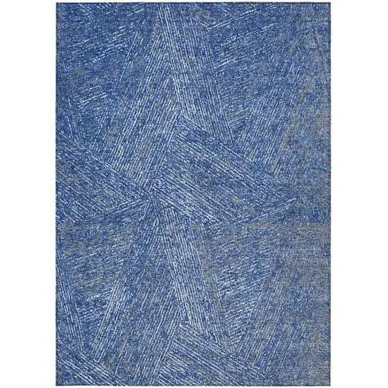 Navy Blue Gray And Ivory Abstract Washable Indoor Outdoor Area Rug Photo 6