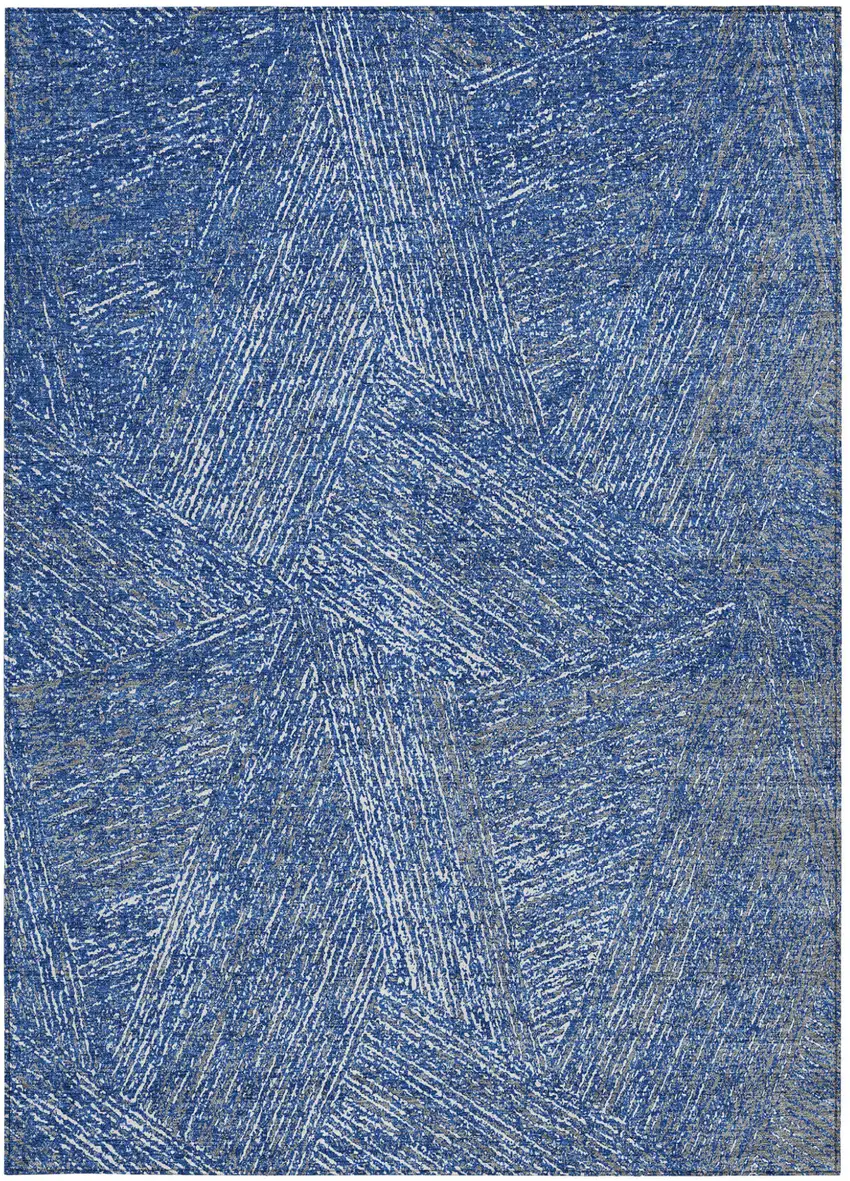 Navy Blue Gray And Ivory Abstract Washable Indoor Outdoor Area Rug Photo 6