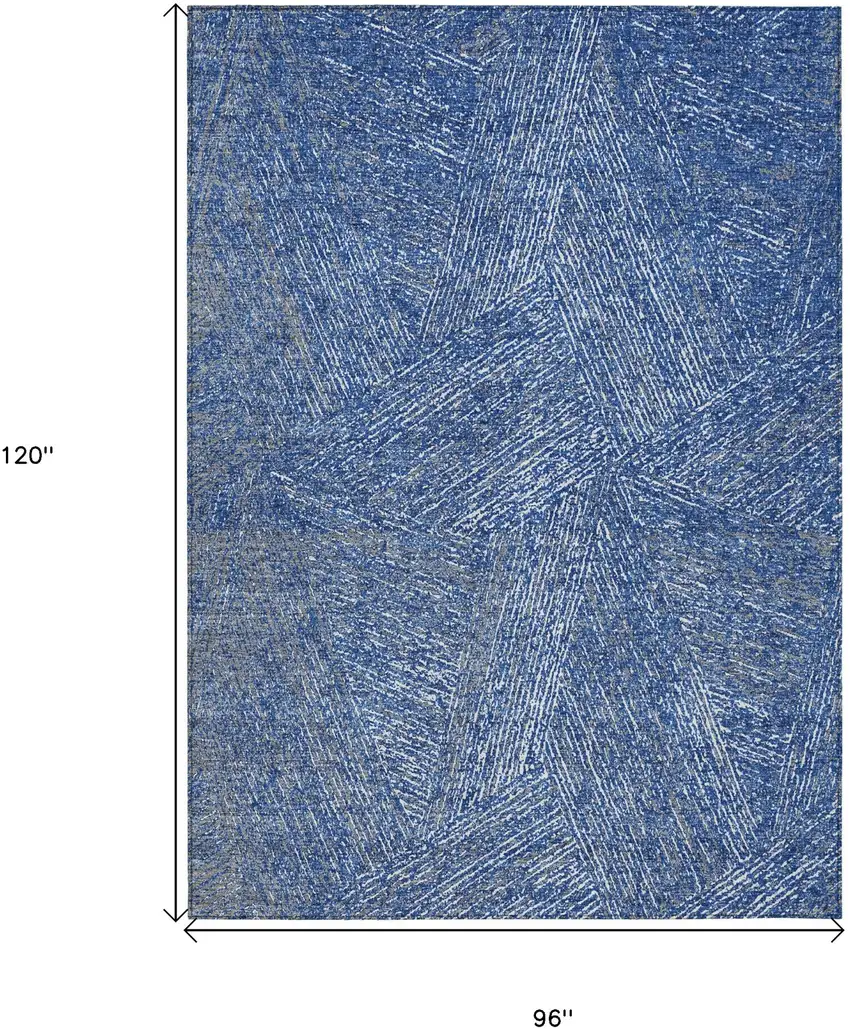 Navy Blue Gray And Ivory Abstract Washable Indoor Outdoor Area Rug Photo 3