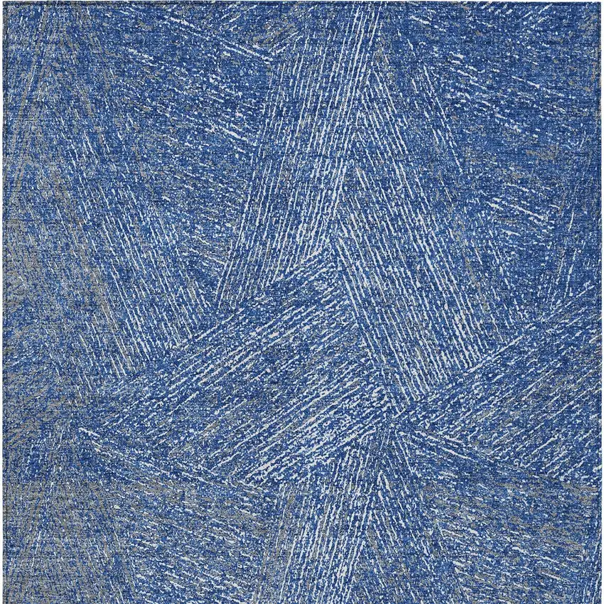 Navy Blue Gray And Ivory Abstract Washable Indoor Outdoor Area Rug Photo 6