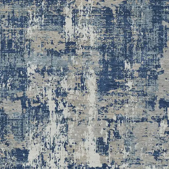 Navy Blue Gray And Ivory Abstract Washable Indoor Outdoor Area Rug Photo 5