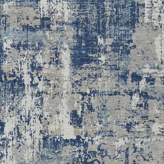 Navy Blue Gray And Ivory Abstract Washable Indoor Outdoor Area Rug Photo 5