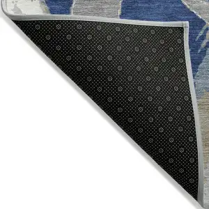 Photo of Navy Blue Gray And Ivory Abstract Washable Indoor Outdoor Area Rug