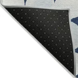 Photo of Navy Blue Gray And Ivory Abstract Washable Indoor Outdoor Area Rug
