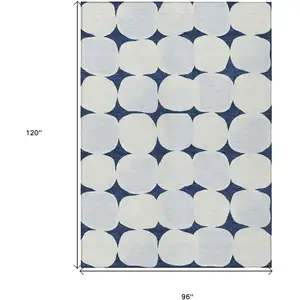 Photo of Navy Blue Gray And Ivory Abstract Washable Indoor Outdoor Area Rug