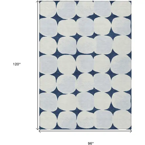 Navy Blue Gray And Ivory Abstract Washable Indoor Outdoor Area Rug Photo 3