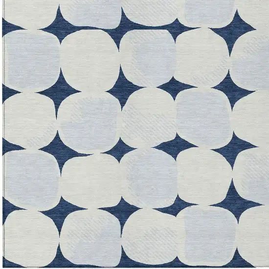Navy Blue Gray And Ivory Abstract Washable Indoor Outdoor Area Rug Photo 7