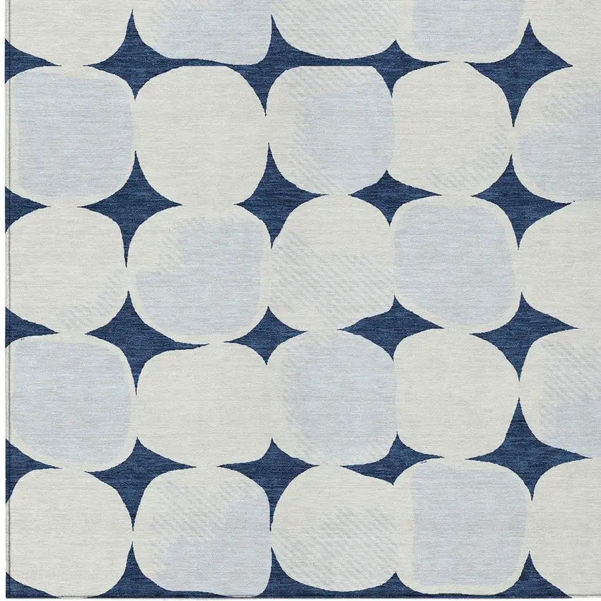 Navy Blue Gray And Ivory Abstract Washable Indoor Outdoor Area Rug Photo 7