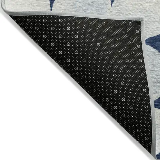 Navy Blue Gray And Ivory Abstract Washable Indoor Outdoor Area Rug Photo 4