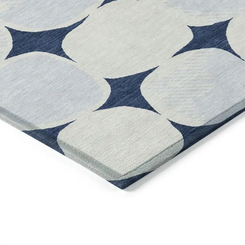 Navy Blue Gray And Ivory Abstract Washable Indoor Outdoor Area Rug Photo 5