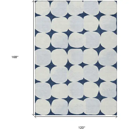 Navy Blue Gray And Ivory Abstract Washable Indoor Outdoor Area Rug Photo 3