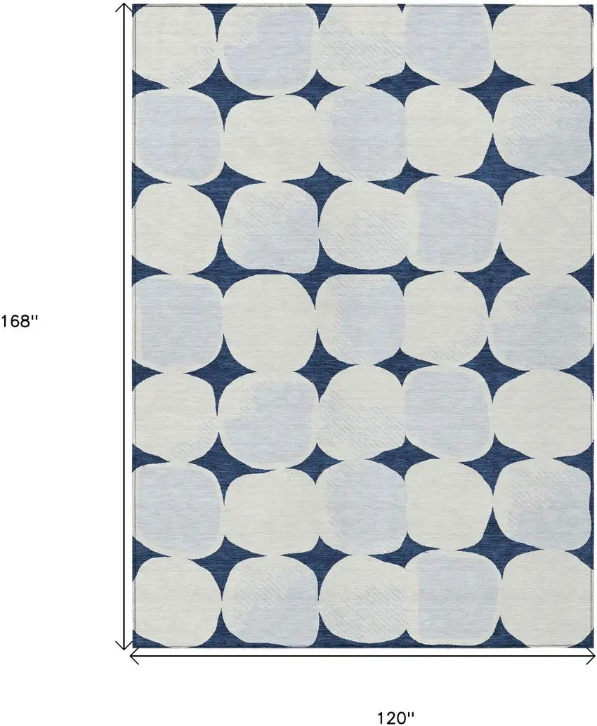 Navy Blue Gray And Ivory Abstract Washable Indoor Outdoor Area Rug Photo 3
