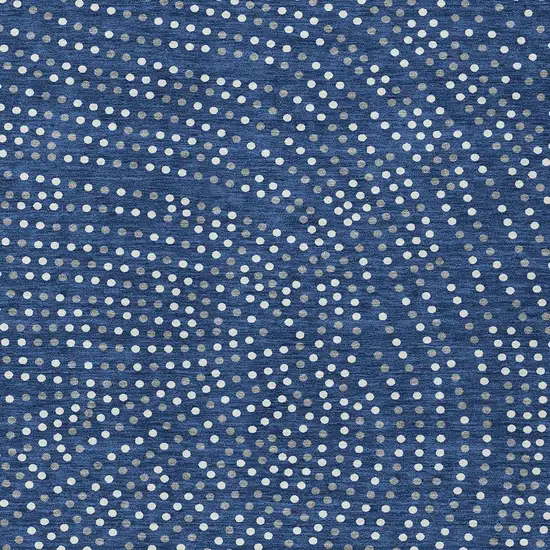 Navy Blue Gray And Ivory Polka Dot Washable Indoor Outdoor Area Rug Photo 6