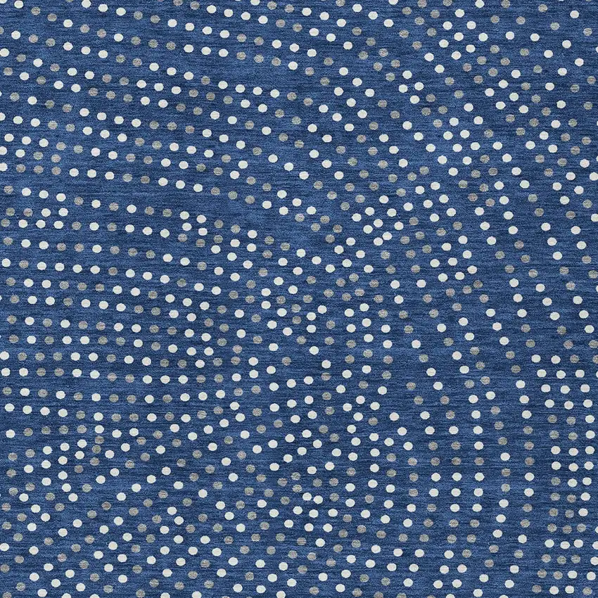 Navy Blue Gray And Ivory Polka Dot Washable Indoor Outdoor Area Rug Photo 6