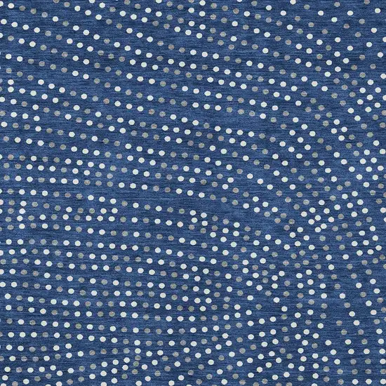 Navy Blue Gray And Ivory Polka Dot Washable Indoor Outdoor Area Rug Photo 4