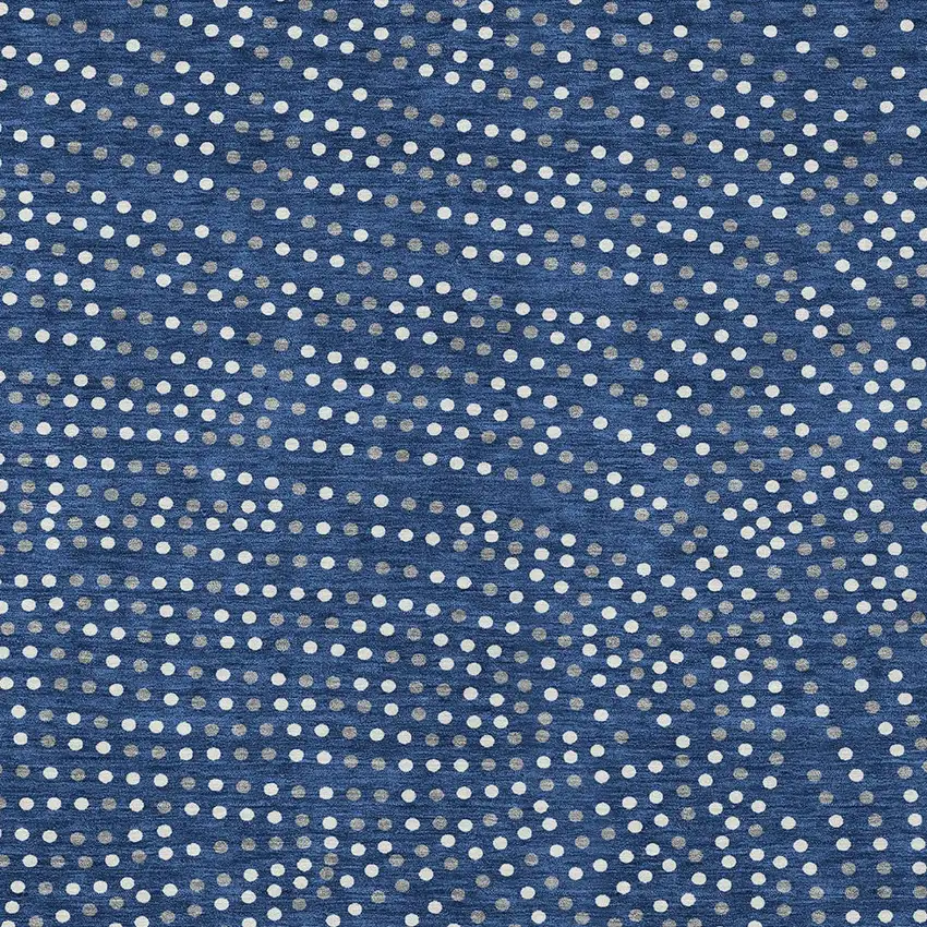 Navy Blue Gray And Ivory Polka Dot Washable Indoor Outdoor Area Rug Photo 4