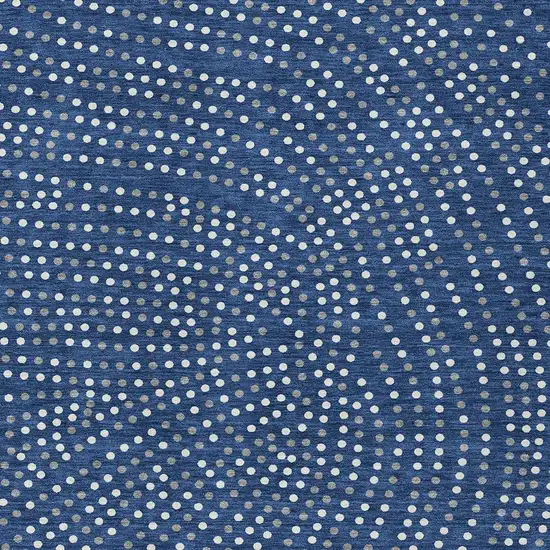 Navy Blue Gray And Ivory Polka Dot Washable Indoor Outdoor Area Rug Photo 6