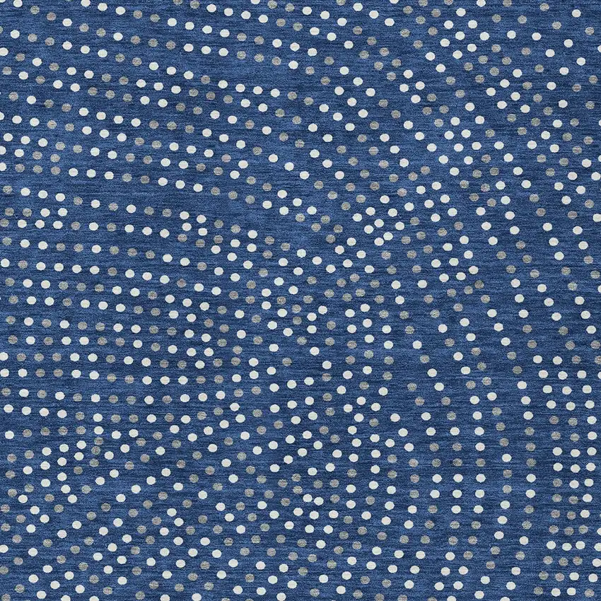 Navy Blue Gray And Ivory Polka Dot Washable Indoor Outdoor Area Rug Photo 6