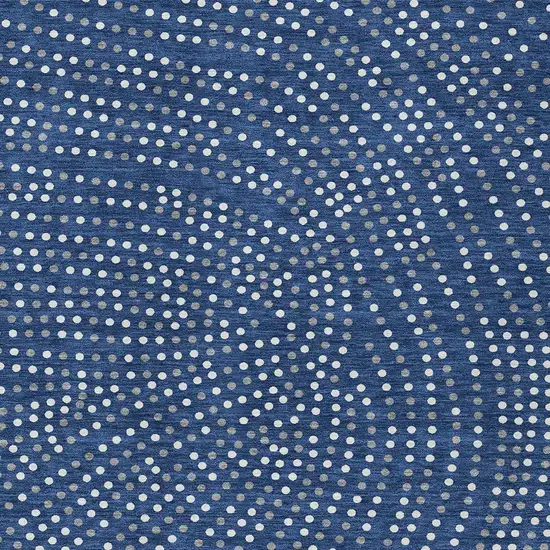 Navy Blue Gray And Ivory Polka Dot Washable Indoor Outdoor Area Rug Photo 6