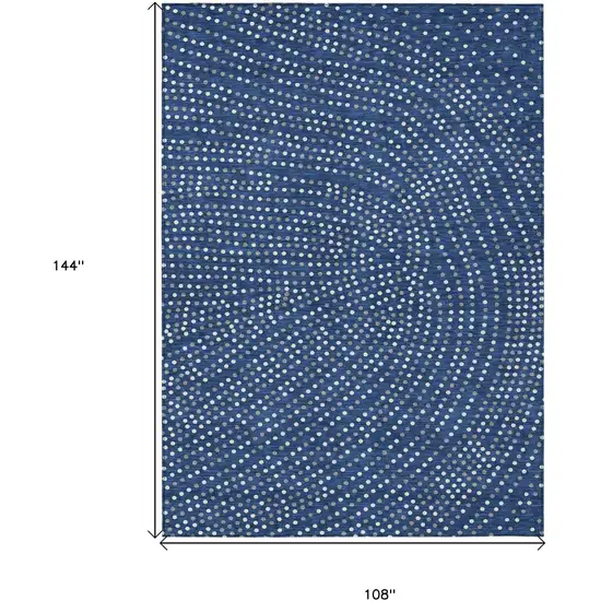 Navy Blue Gray And Ivory Polka Dot Washable Indoor Outdoor Area Rug Photo 3