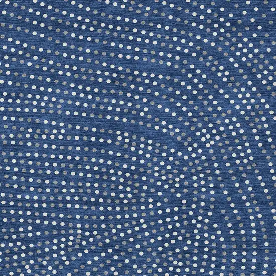 Navy Blue Gray And Ivory Polka Dot Washable Indoor Outdoor Area Rug Photo 4