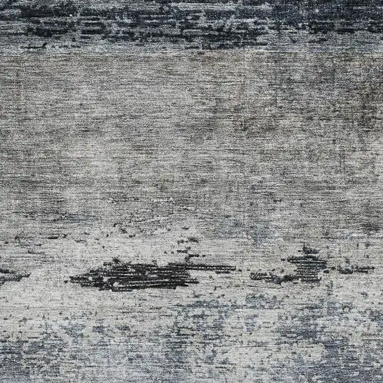 Navy Blue Gray And Silver Abstract Washable Area Rug With UV Protection Photo 2