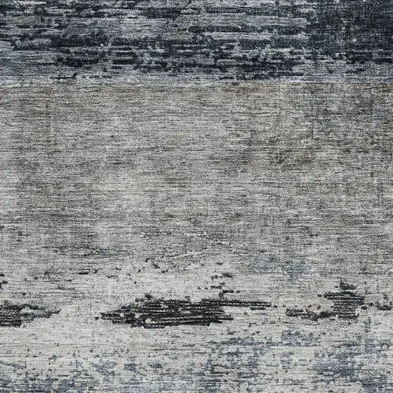 Navy Blue Gray And Silver Abstract Washable Area Rug With UV Protection Photo 2
